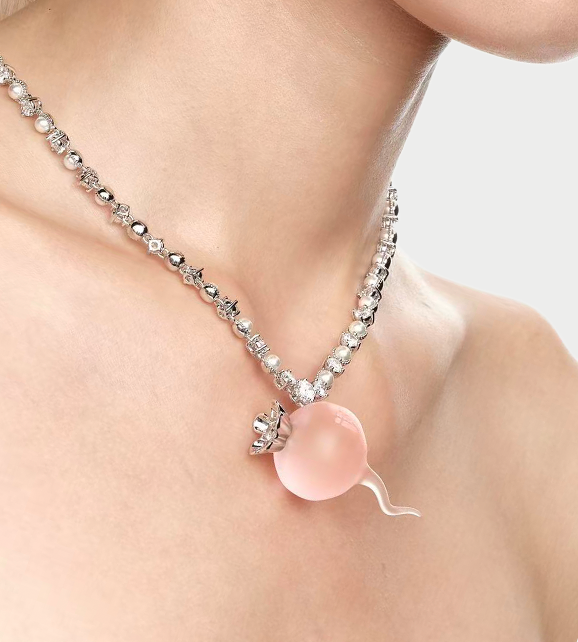 YVMIN - Transparent Radish Necklace Pink