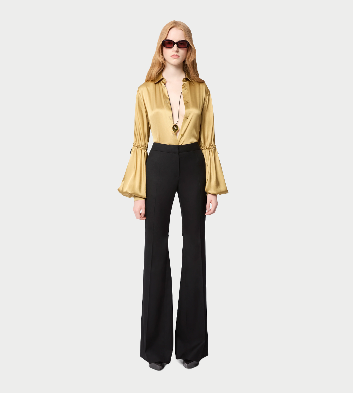 NINA RICCI - Bow-detail Flared Trousers Blk