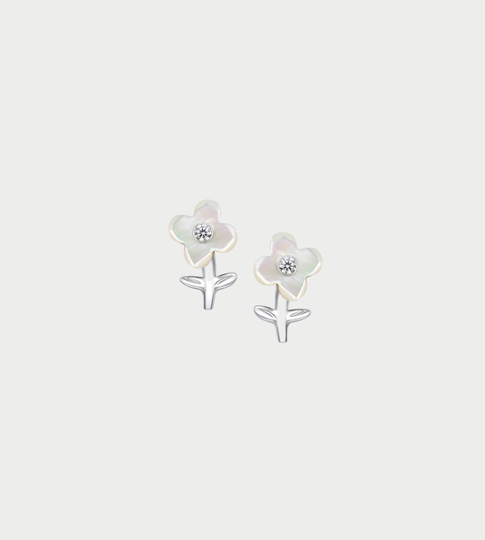 Irregular Mini Flower Stud Earrings White