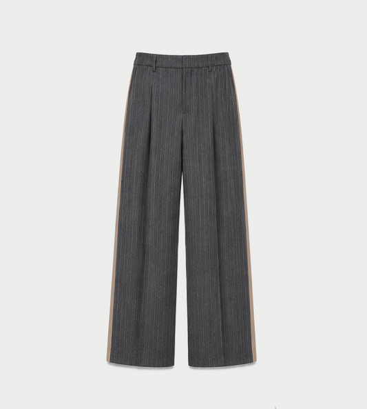 LITKOVSKA - Frayed-Edge Side Stripes Pinstripe Pants