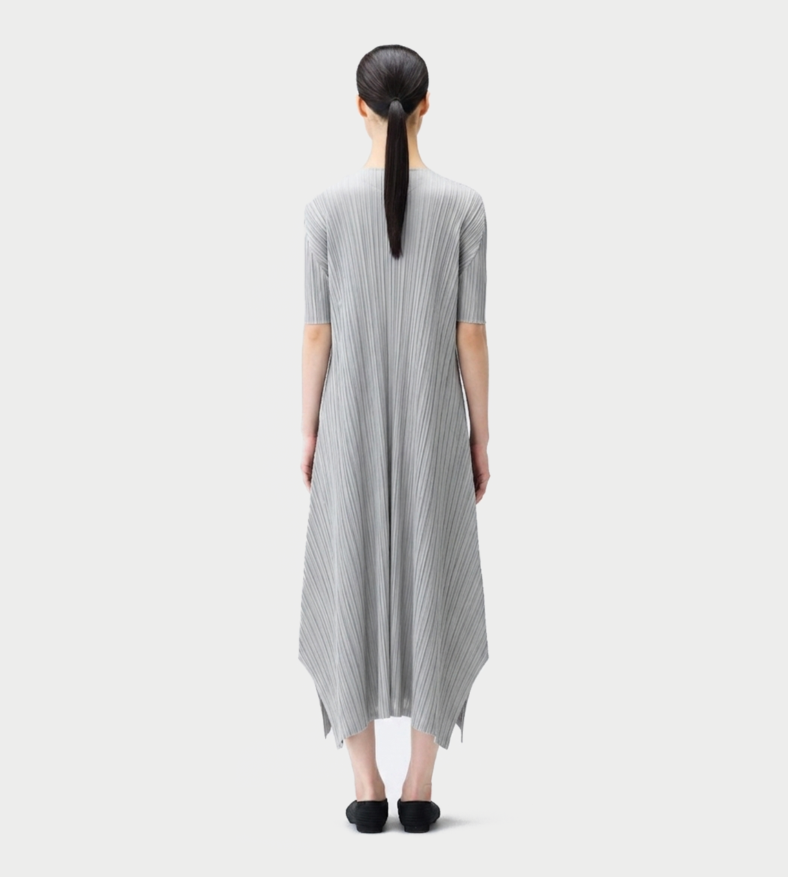 Pleated Midi-Dress Cool Gray