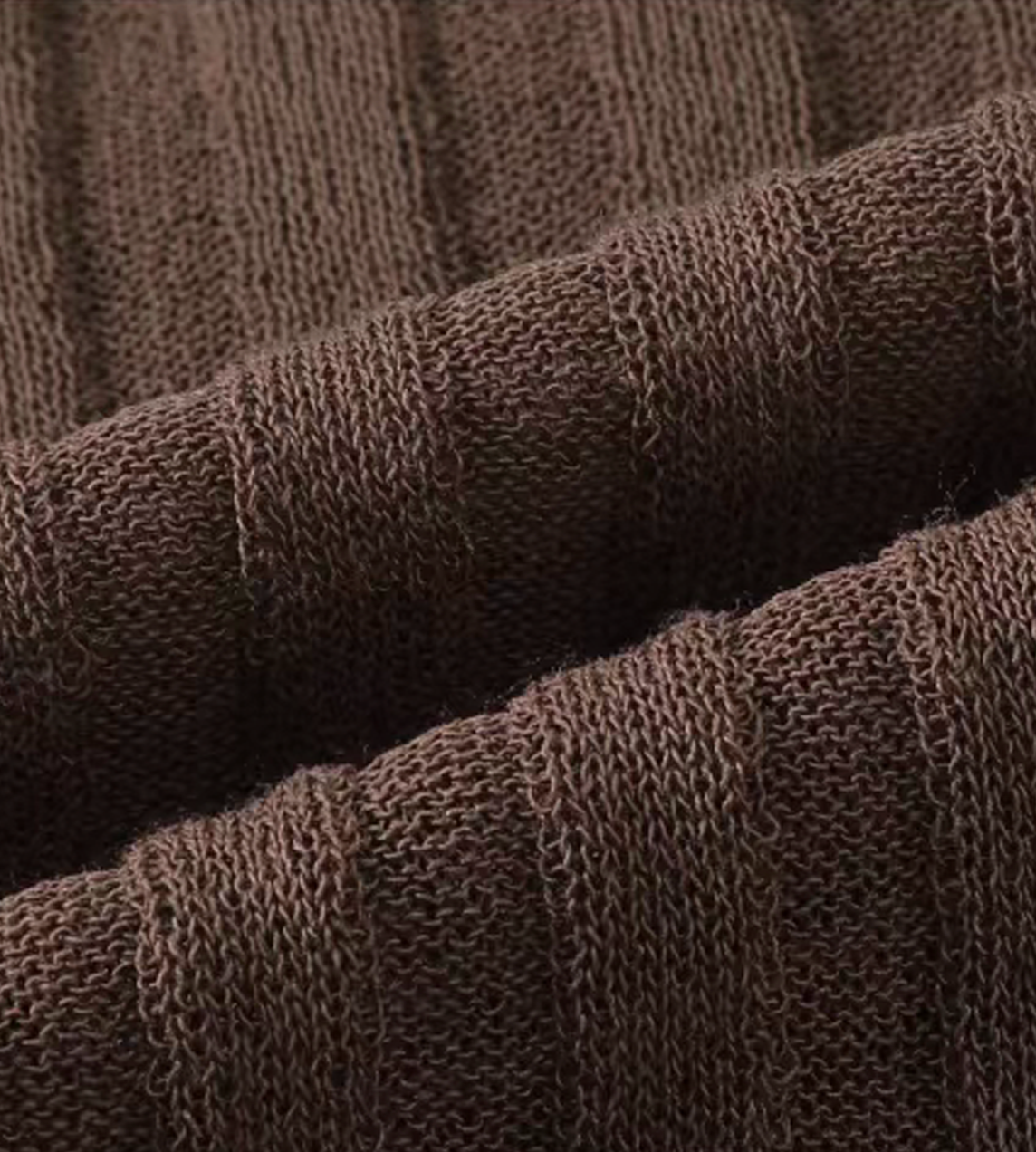 Irregular Rib Knitted L/S Top Brown