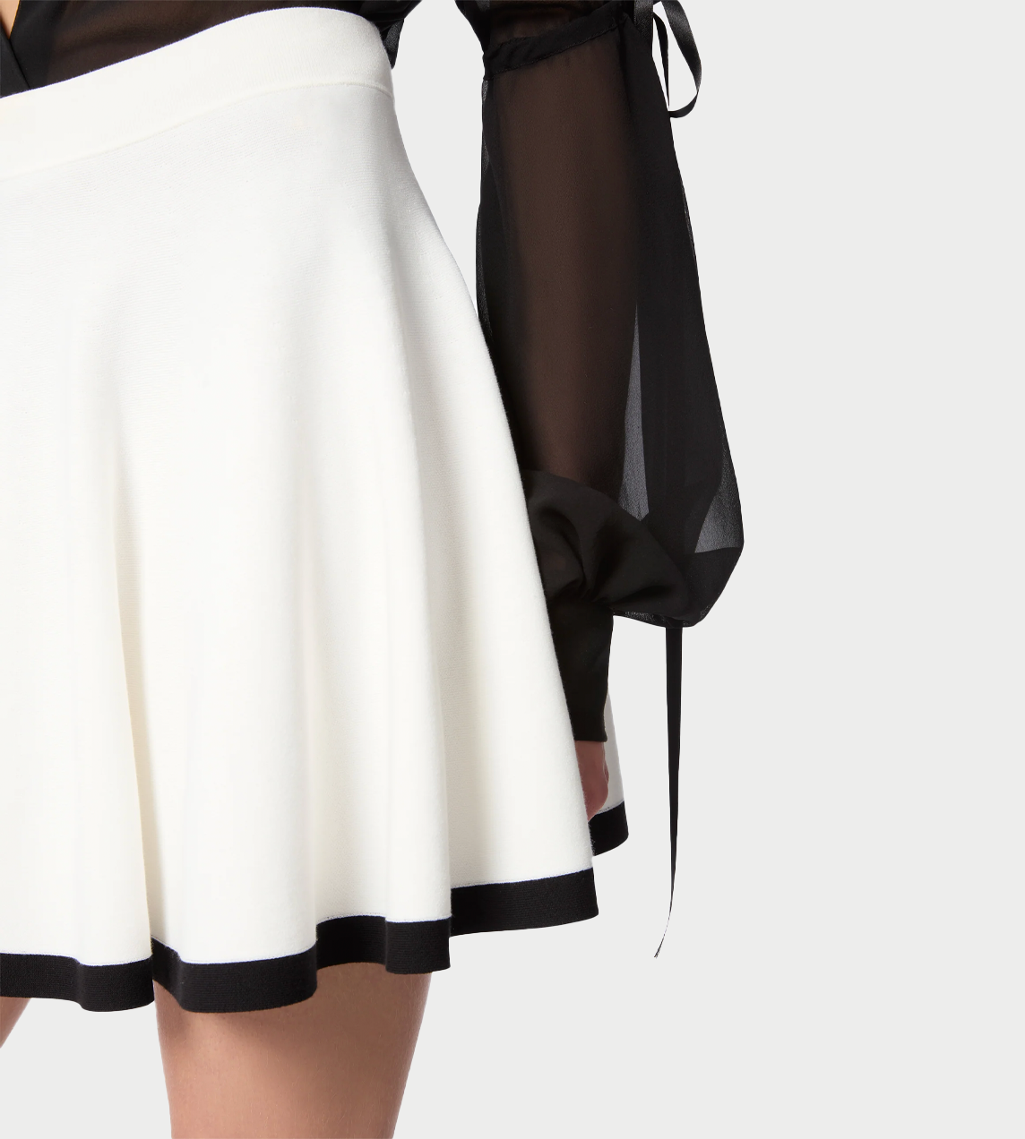 NINA RICCI - Contrasted Knit Mini Skater Skirt White