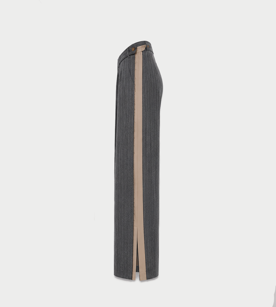 Frayed-Edge Side Stripes Pinstripe Pants