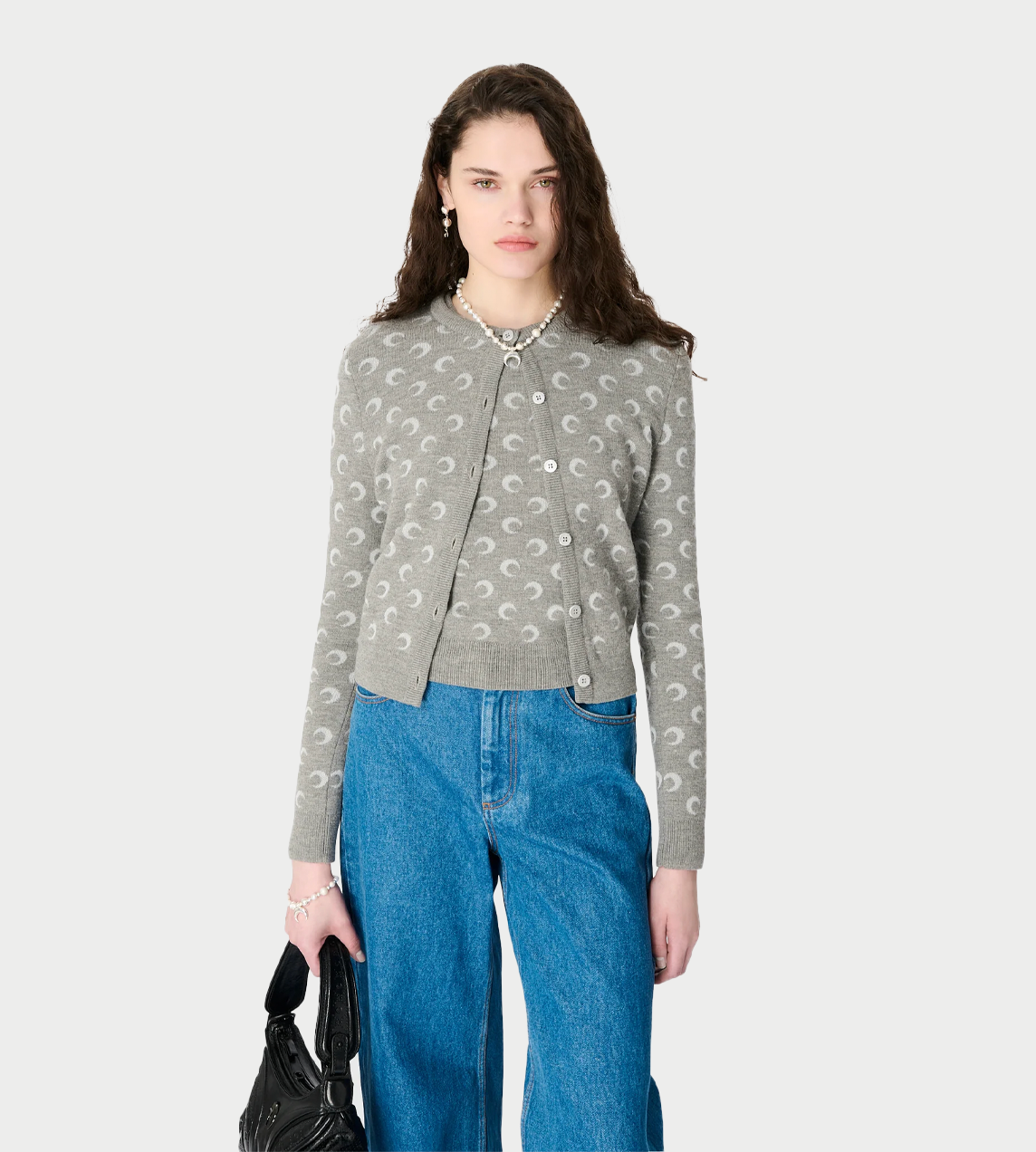 Moon Jacquard Cardigan Grey