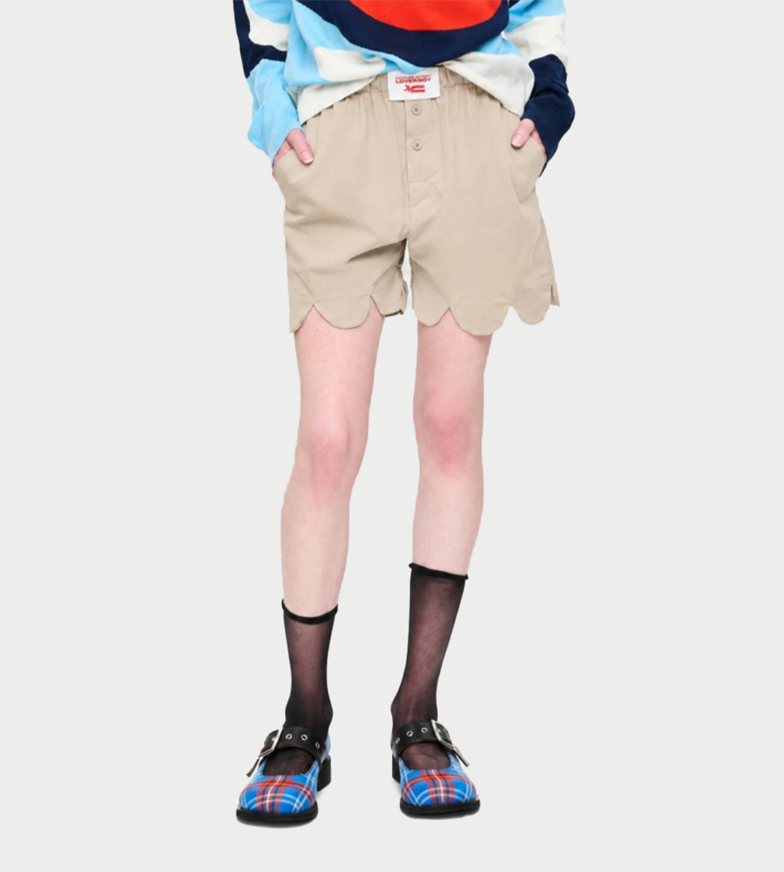 CHARLES JEFFERY LOVERBOY - Formal scalloped boxer shorts Beige