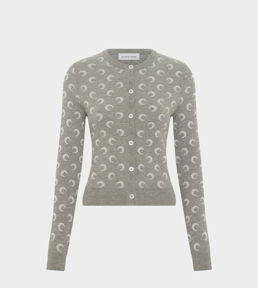 MARINE SERRE - Moon Jacquard Cardigan Grey
