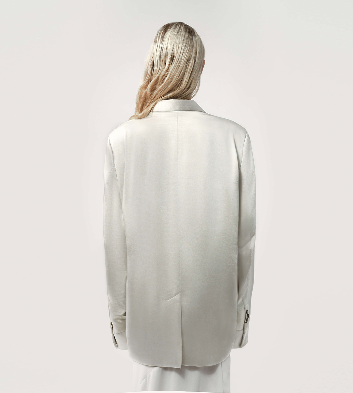 Betty Pleated Blazer Satin White