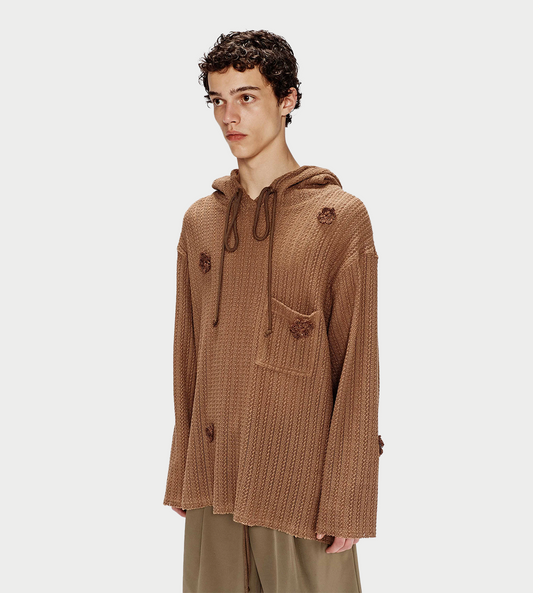 SONG FOR THE MUTE - "Daisy" Raw Patch Pocket Hoodie Sand