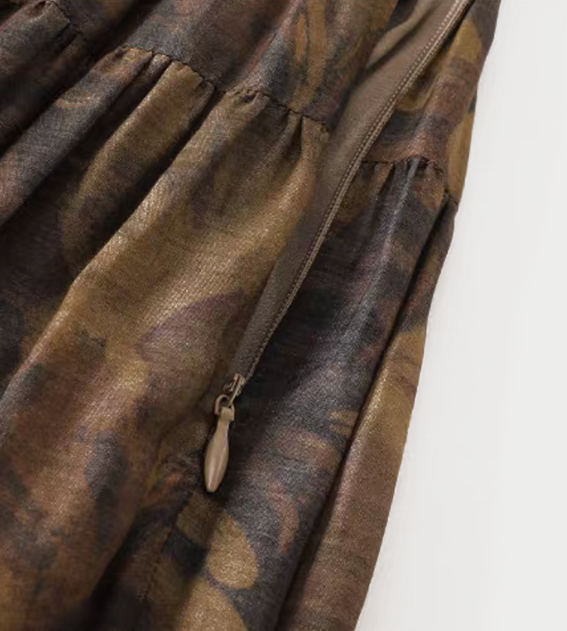 Acanthus Oil Pain Multi-Layer Skirt Tea Brown