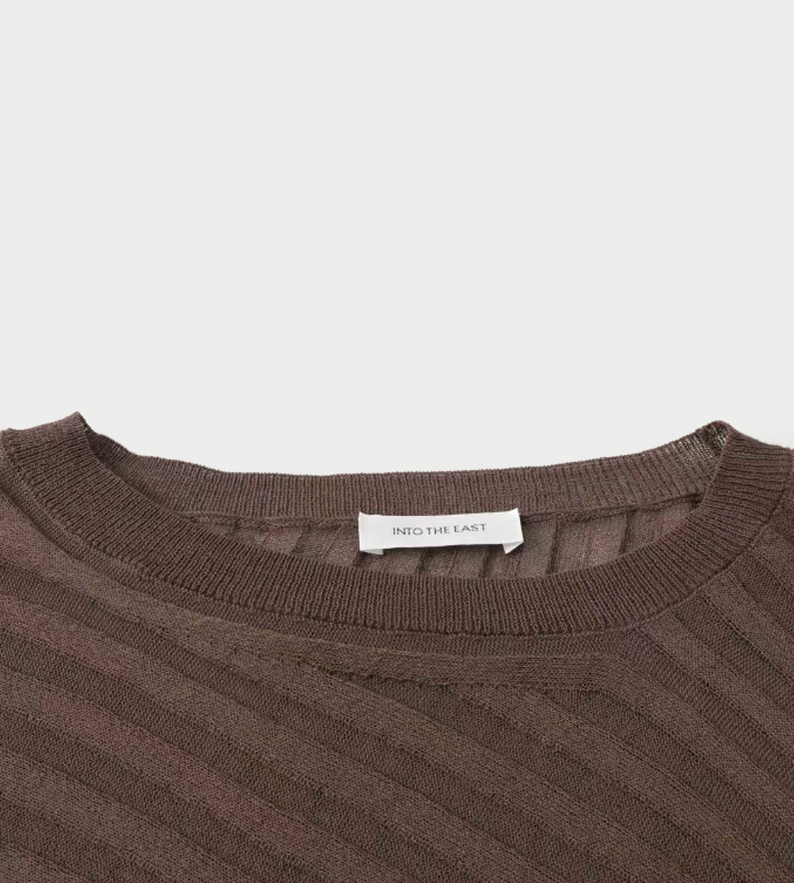 Irregular Rib Knitted L/S Top Brown