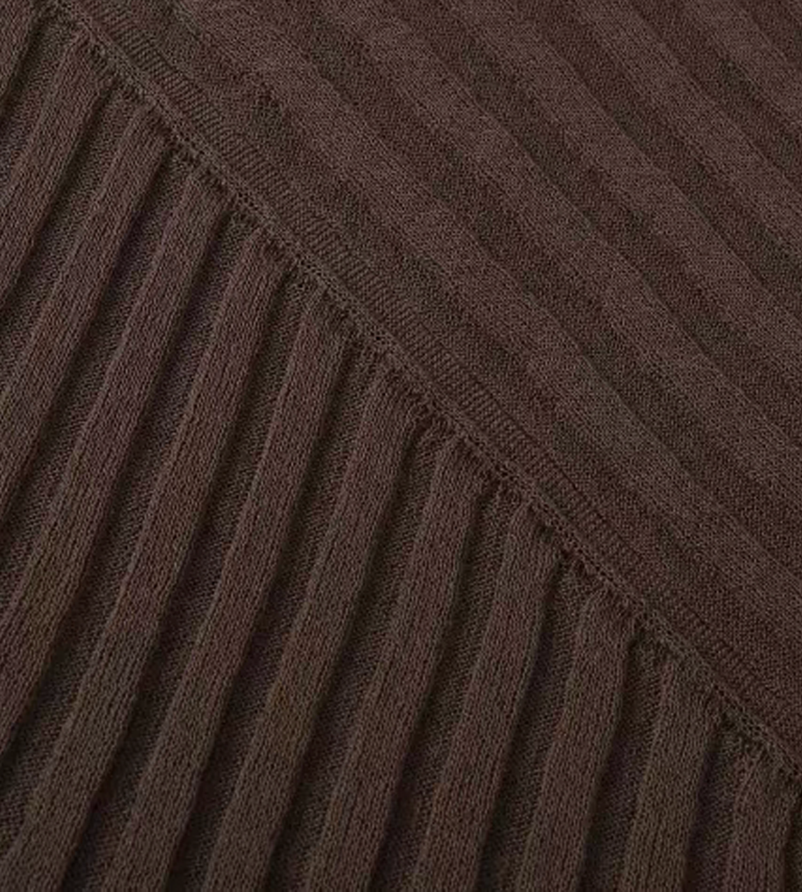 Irregular Rib Knitted L/S Top Brown