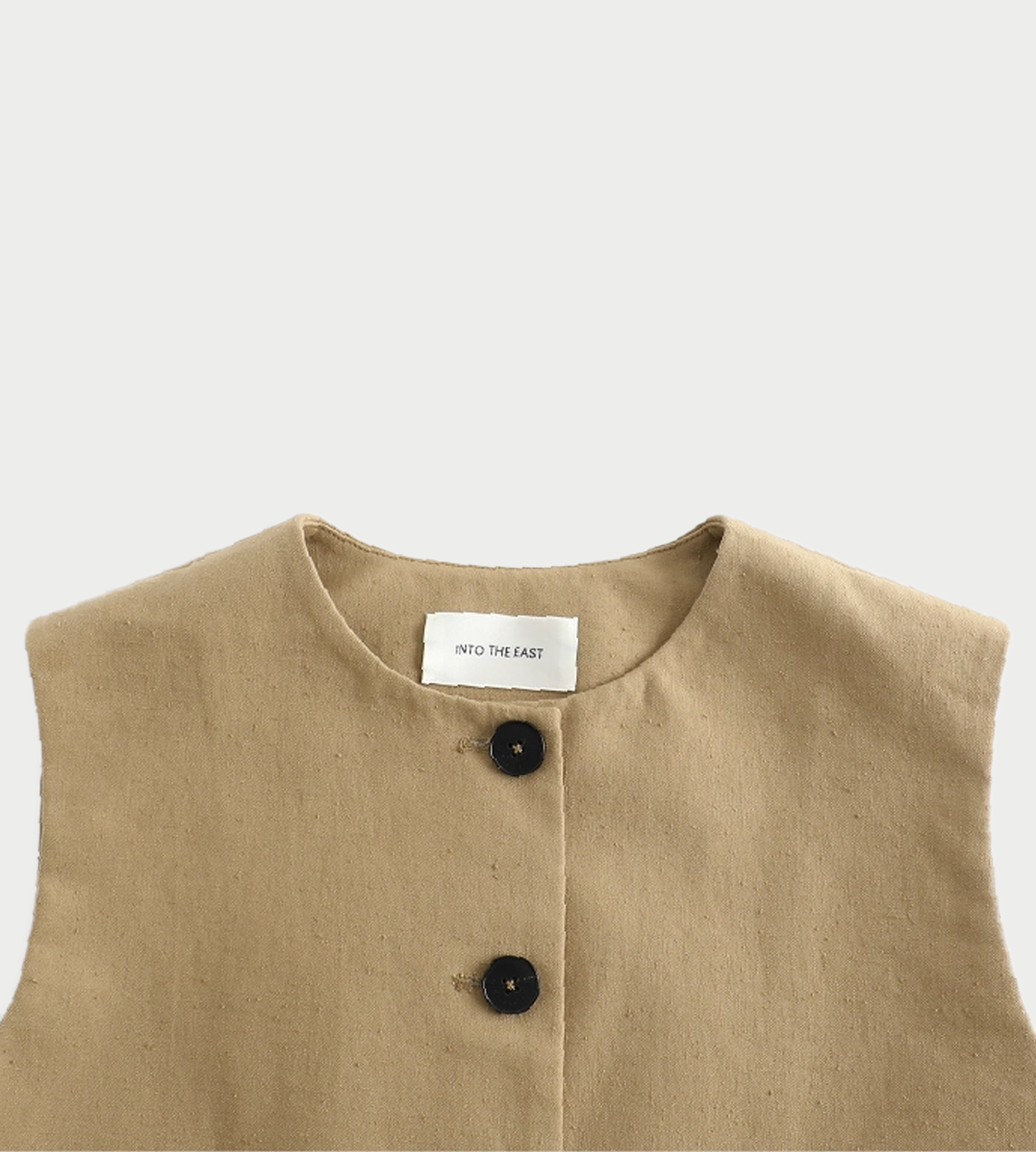 Linen Interwoven Round Neck Vest Lt Coffee