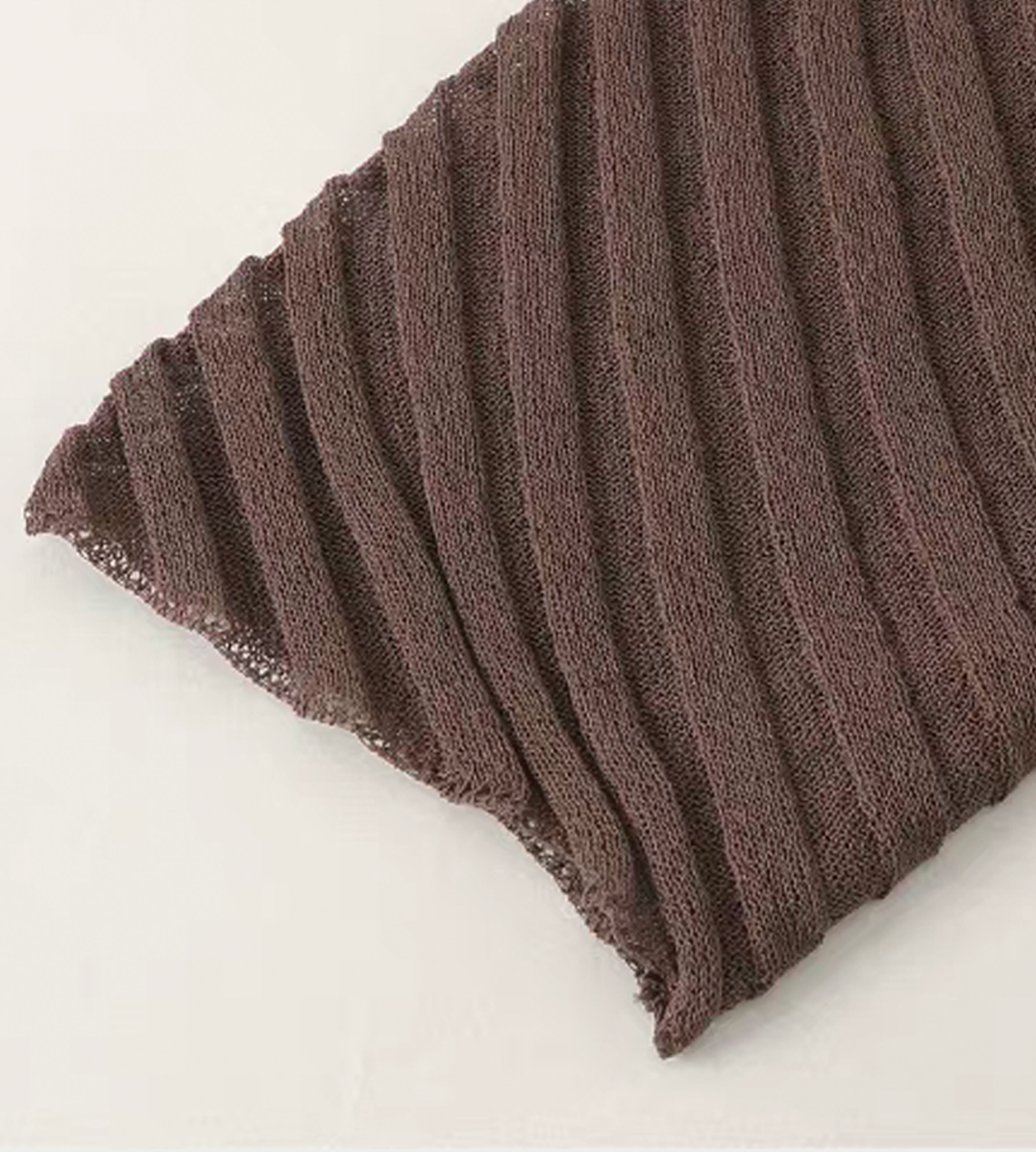 Irregular Rib Knitted L/S Top Brown
