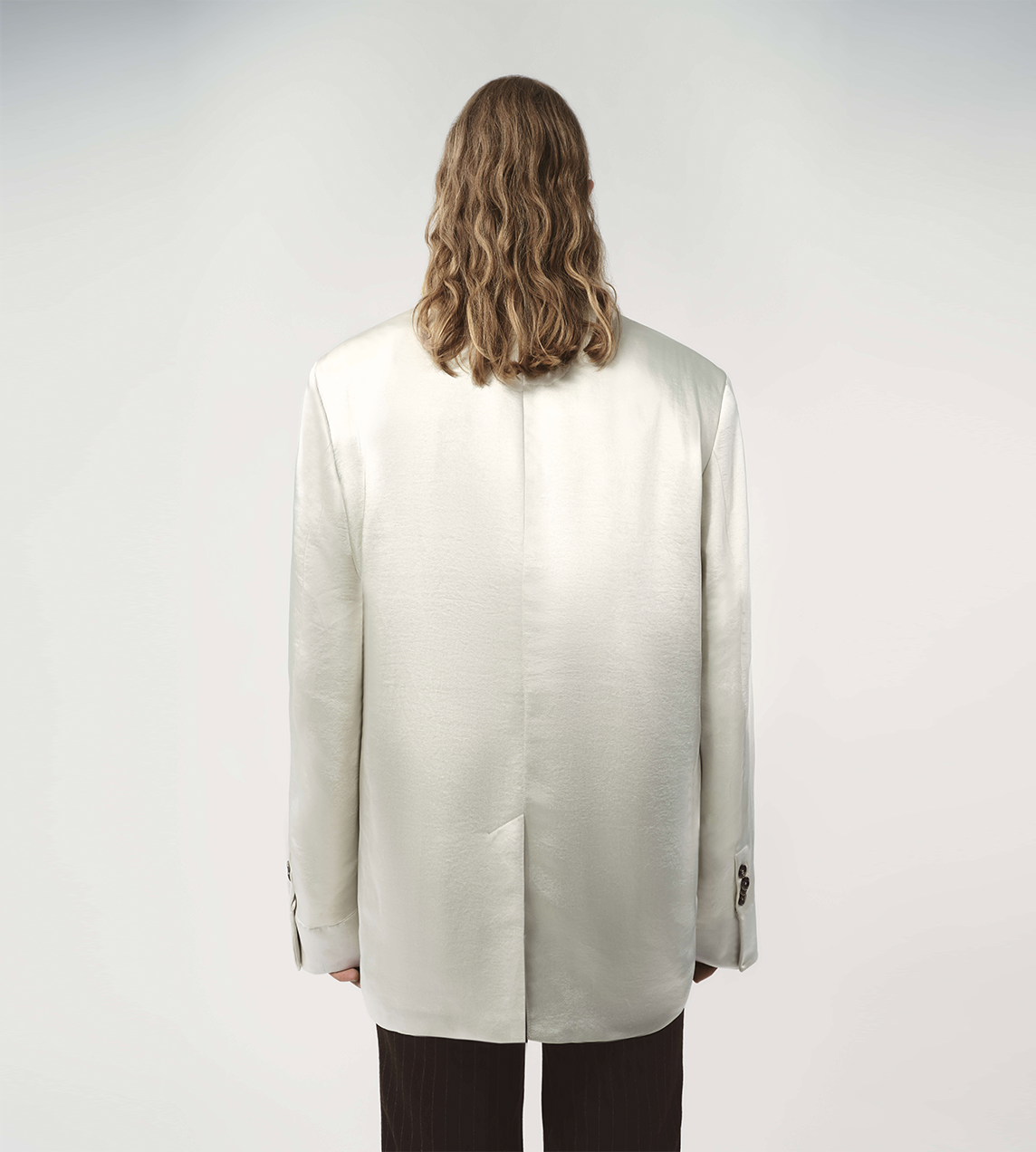 Betty Pleated Blazer Satin White