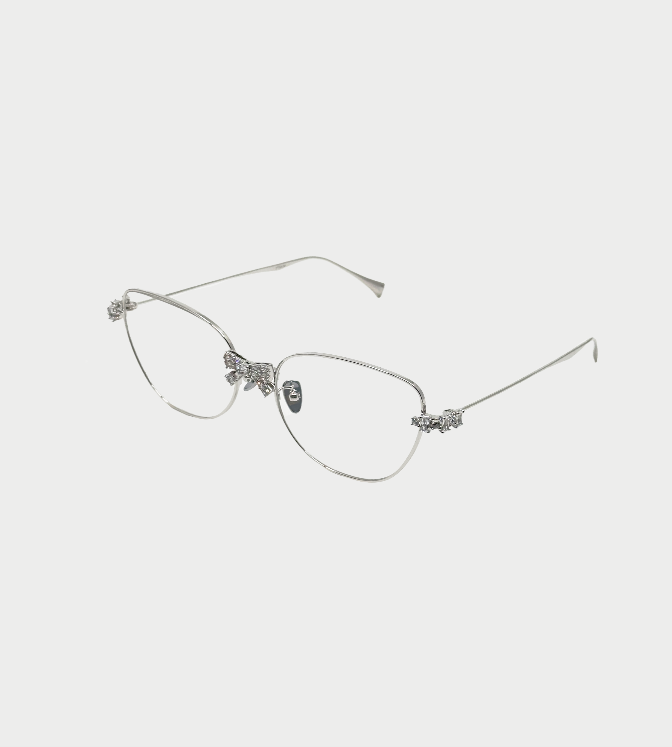 YVMIN - Bowknot Decoration Large Frame Glasses Silver