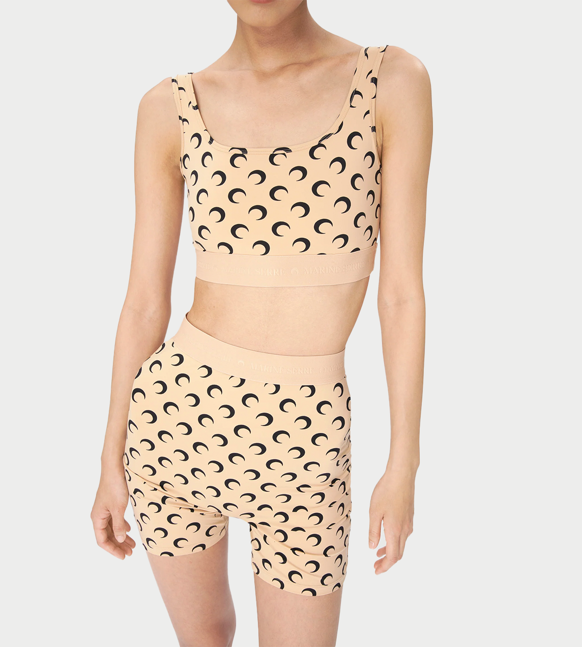 MARINE SERRE - Recycled Moon Biker Shorts Tan