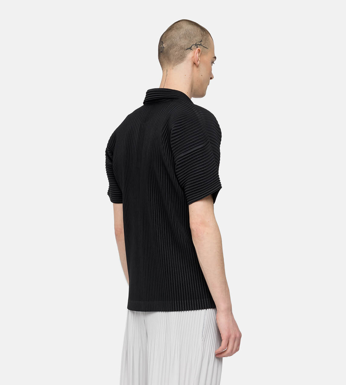 HOMME PLISSE ISSEY MIYAKE - Basic Pleated Polo Shirt Blk