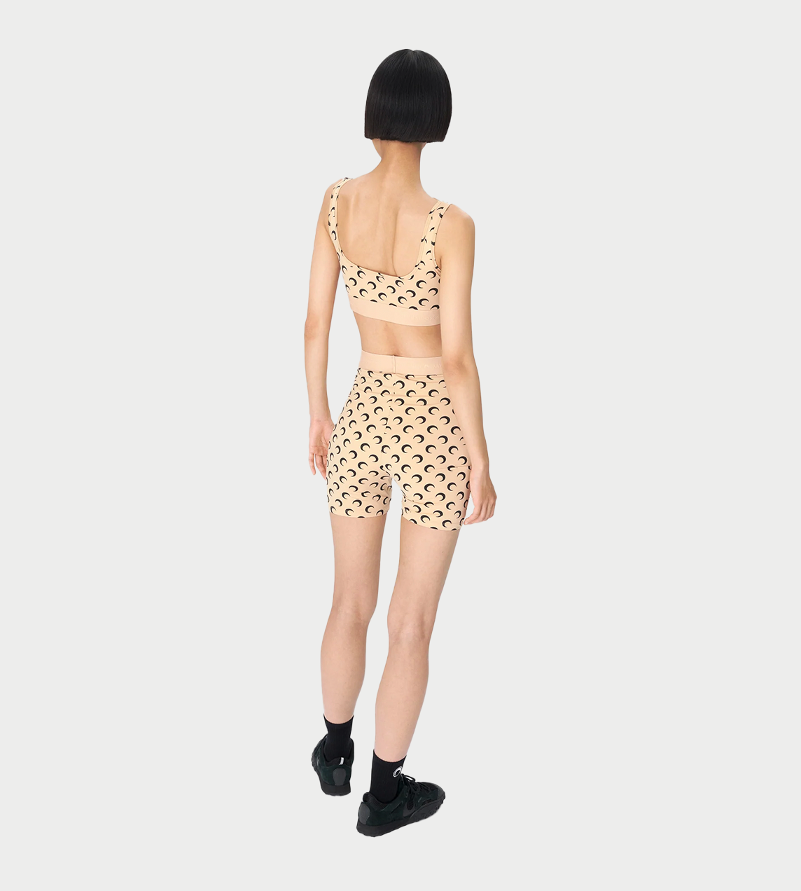 MARINE SERRE - Recycled Moon Biker Shorts Tan