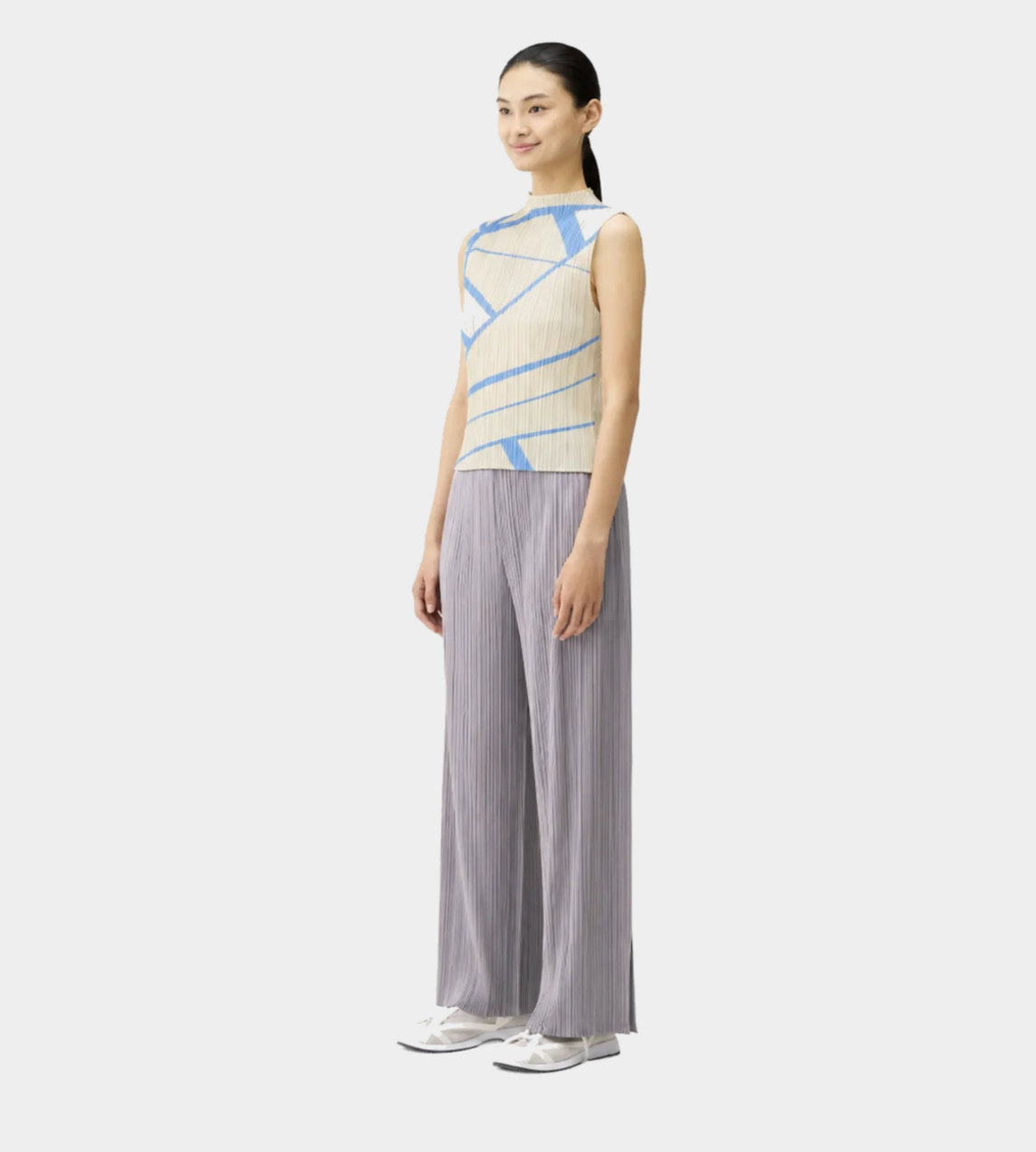 PLEATS PLEASE ISSEY MIYAKE - Fold-line Sleeveless Top White