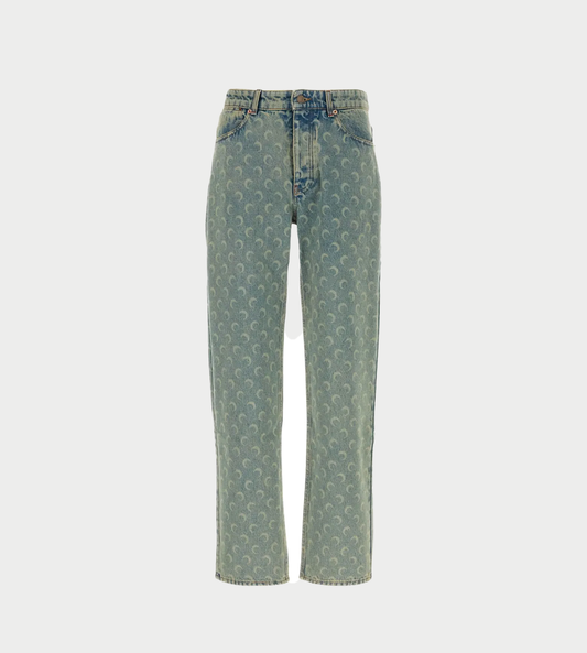 MARINE SERRE - Moon Laser Denim Straight Jeans M