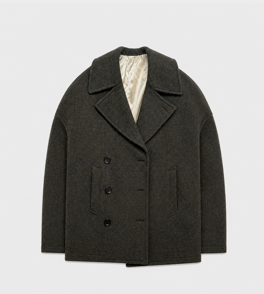 SULVAM - Over Classic Pea Coat Khaki