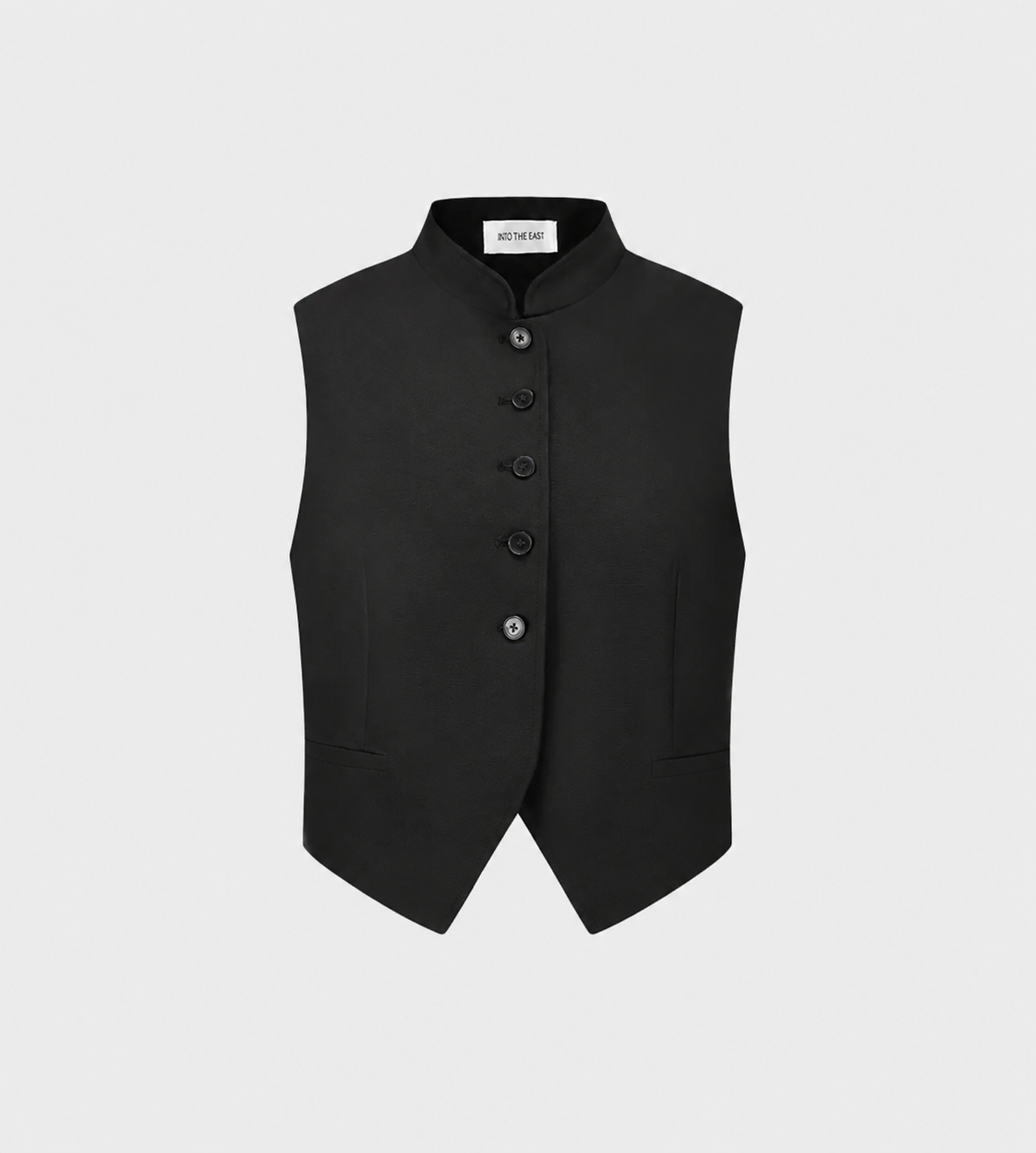 INTO THE EAST - Stand Collar Vest Black
