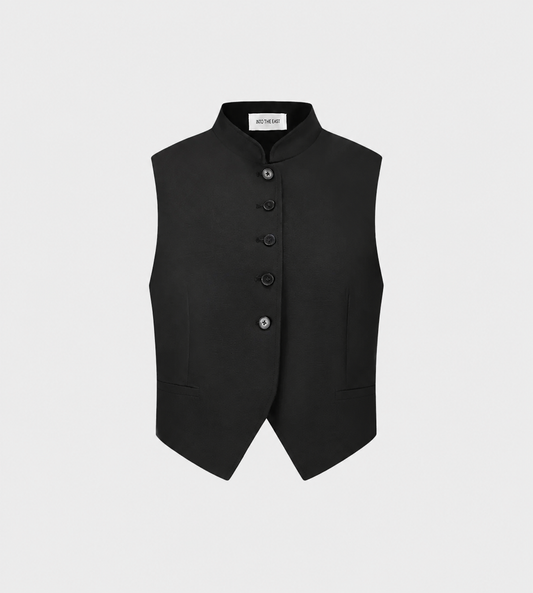 INTO THE EAST - Stand Collar Vest Black