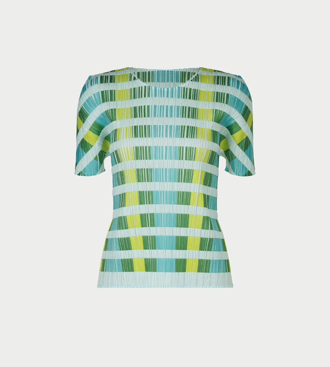 PLEATS PLEASE ISSEY MIYAKE - Gingham-print Short-sleeve Top Green