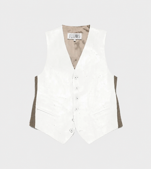 MM6 Maison Margiela - Painted Paneled Vest Wht./Beige