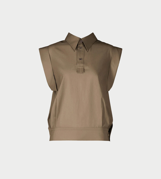 ISSEY MIYAKE - Odd Cap Sleeveless Shirt Dk Brown