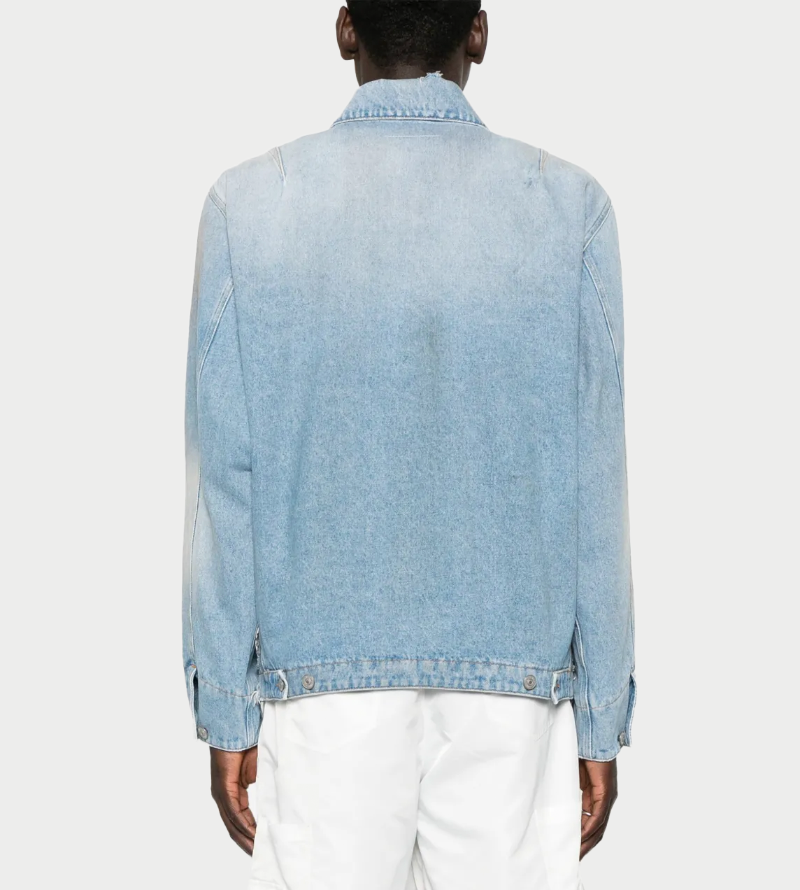  MM6 Maison Margiela - Distressed Zip-Up Denim Jacket
