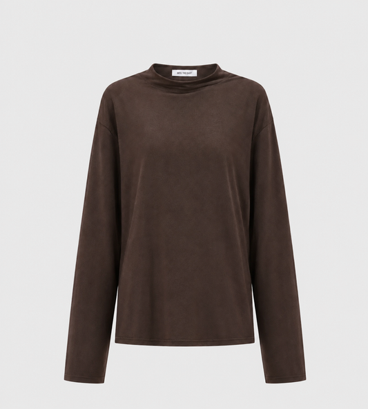 INTO THE EAST - Turtleneck Knitted Top Brown