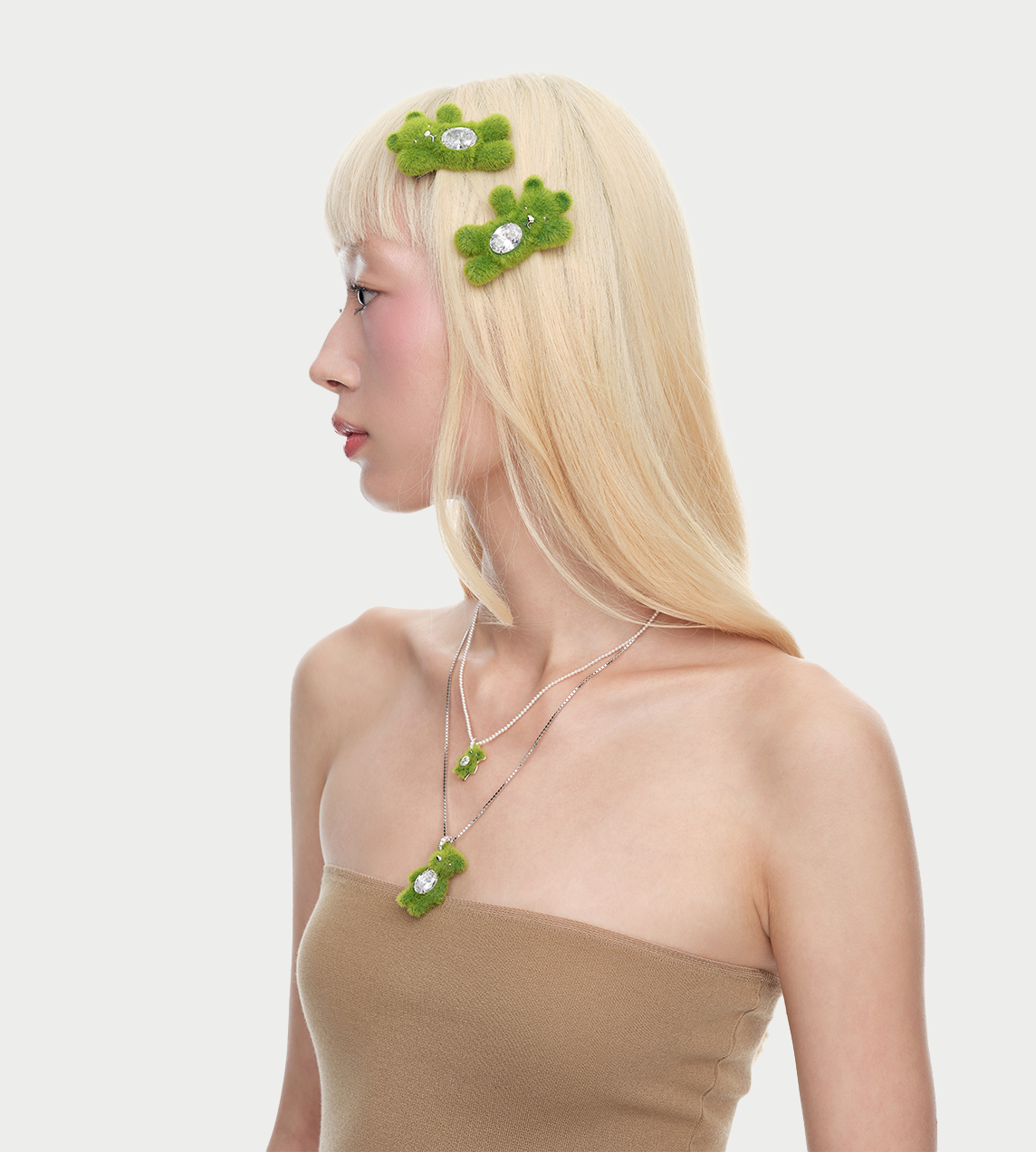 Grass Bear Hair Clip Green