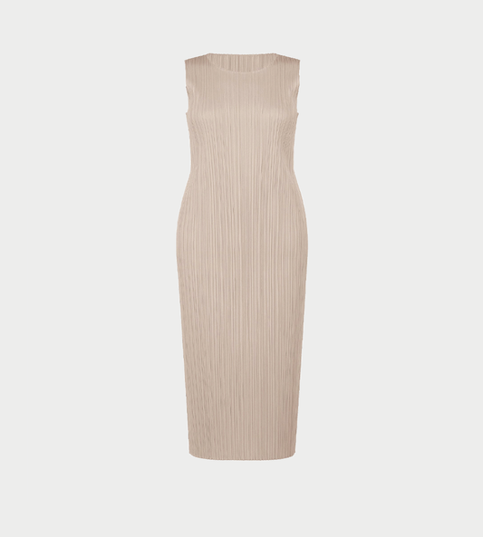 PLEATS PLEASE ISSEY MIYAKE - Classic Pleated Midi-dress Greige