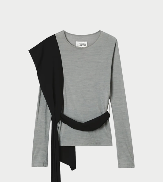 MM6 MASION MARGIELA - Scarf-detailed L/S Top Grey
