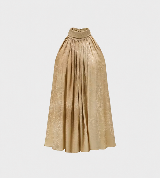INTO THE EAST - Jacquard Scarf Sleeveless Top Champagne 