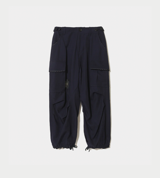 UNDERCOVER - Cropped Wool Cargo Pants Navy