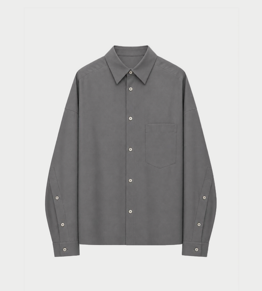 UJOH - Box Cropped Shirt Blue Grey
