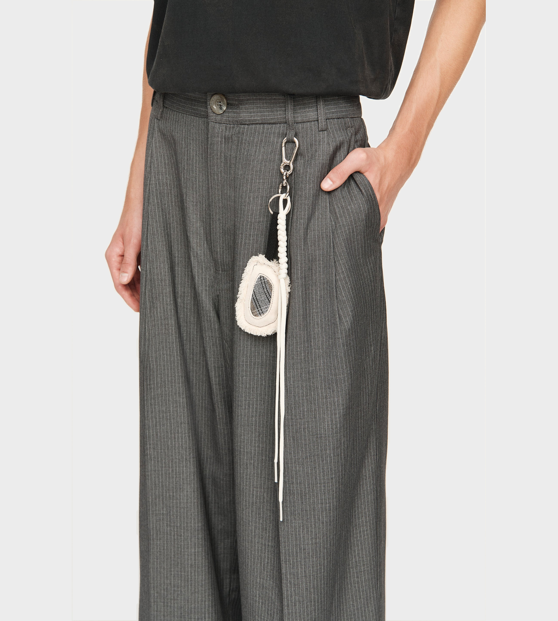Wide Double Pleated Pants Charcoal