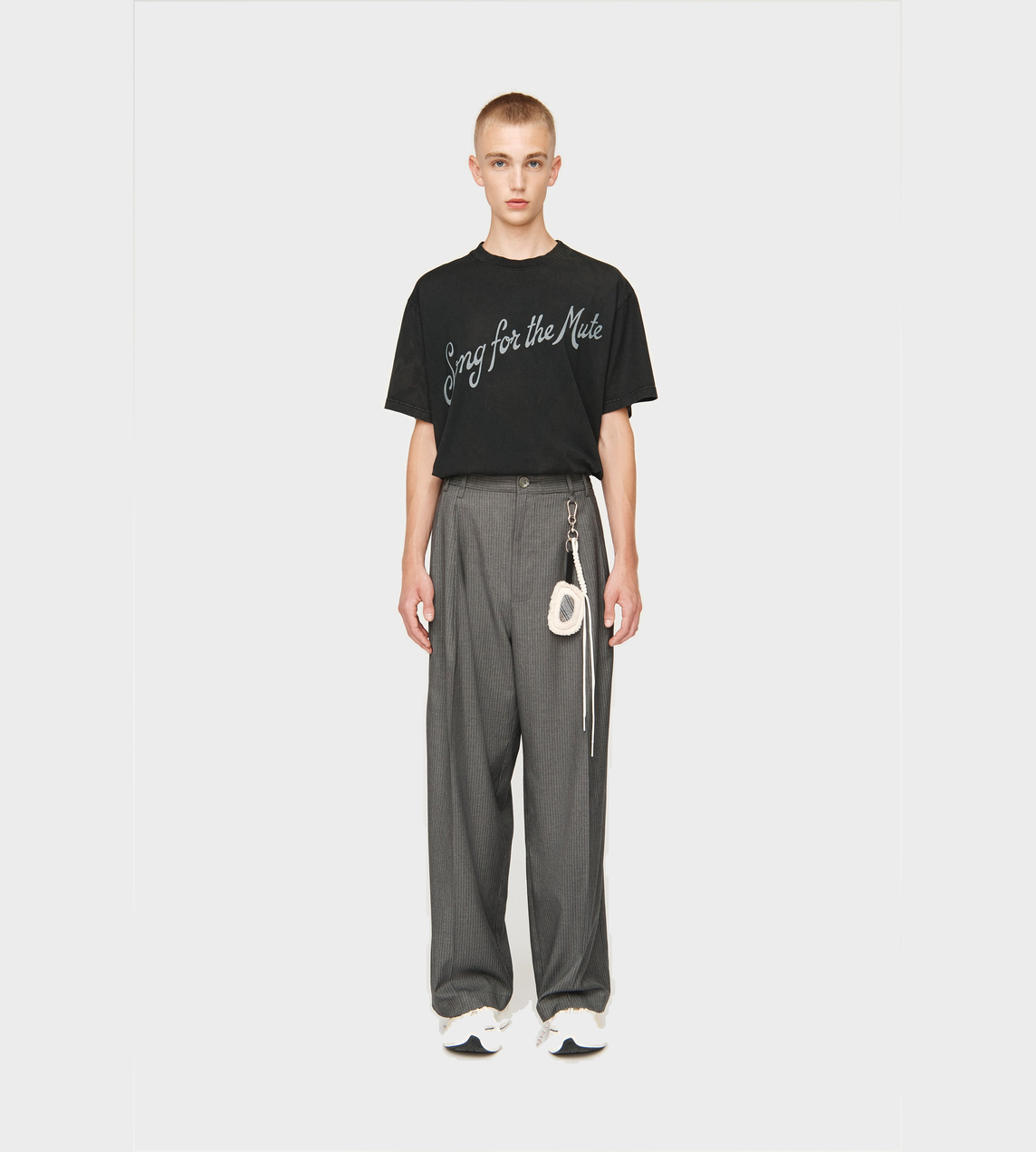 Wide Double Pleated Pants Charcoal