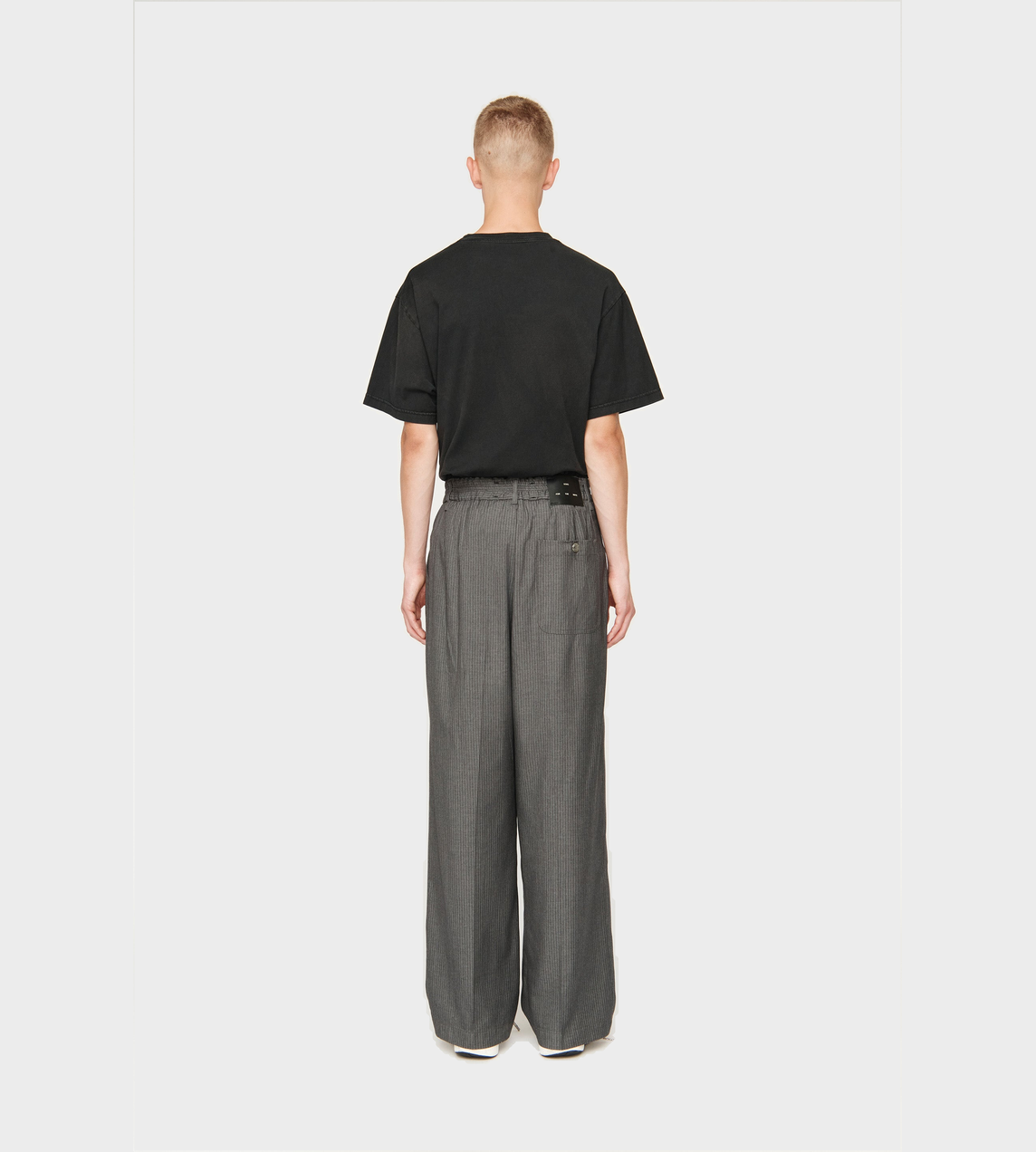 Wide Double Pleated Pants Charcoal