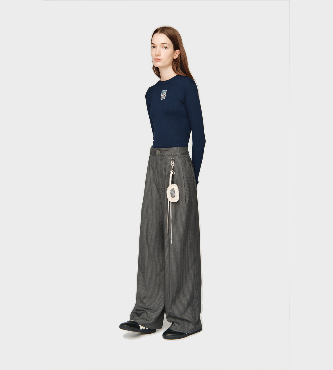 Wide Double Pleated Pants Charcoal