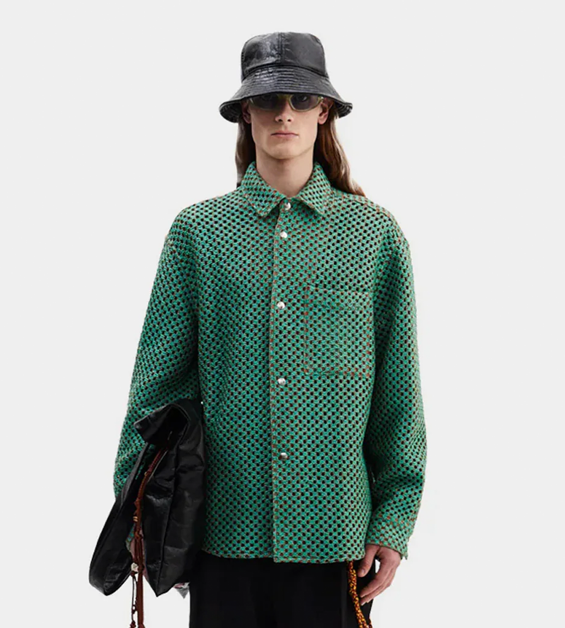 SONG FOR THE MUTE - Woven Straw Overshirt Green
