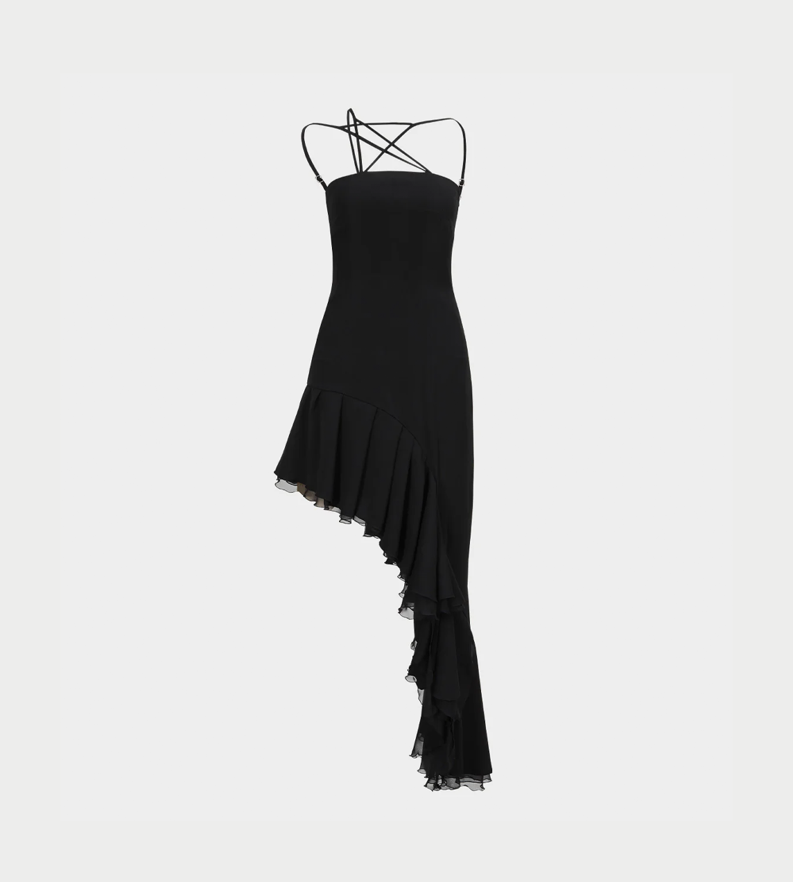 LEJE - Etoile Asymmetric Frill Dress Black