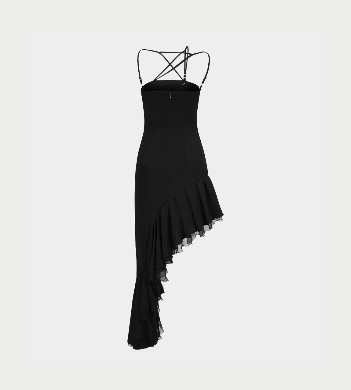 LEJE - Etoile Asymmetric Frill Dress Black