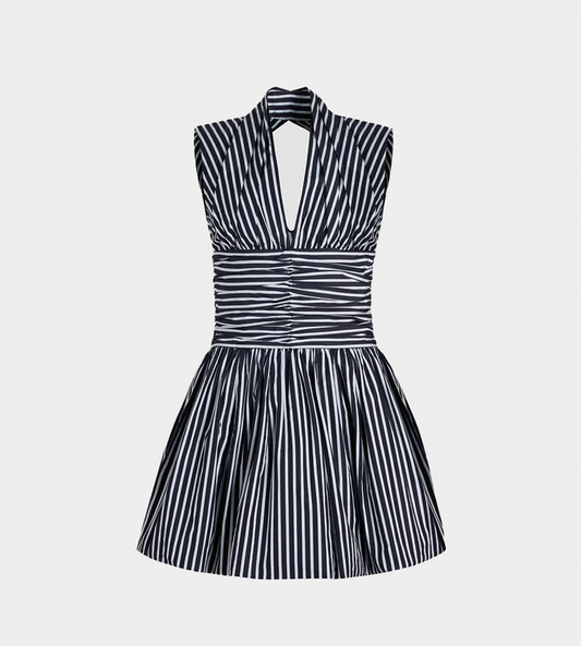 PATOU - Sleeveless Bloomer Mini Dress Navy