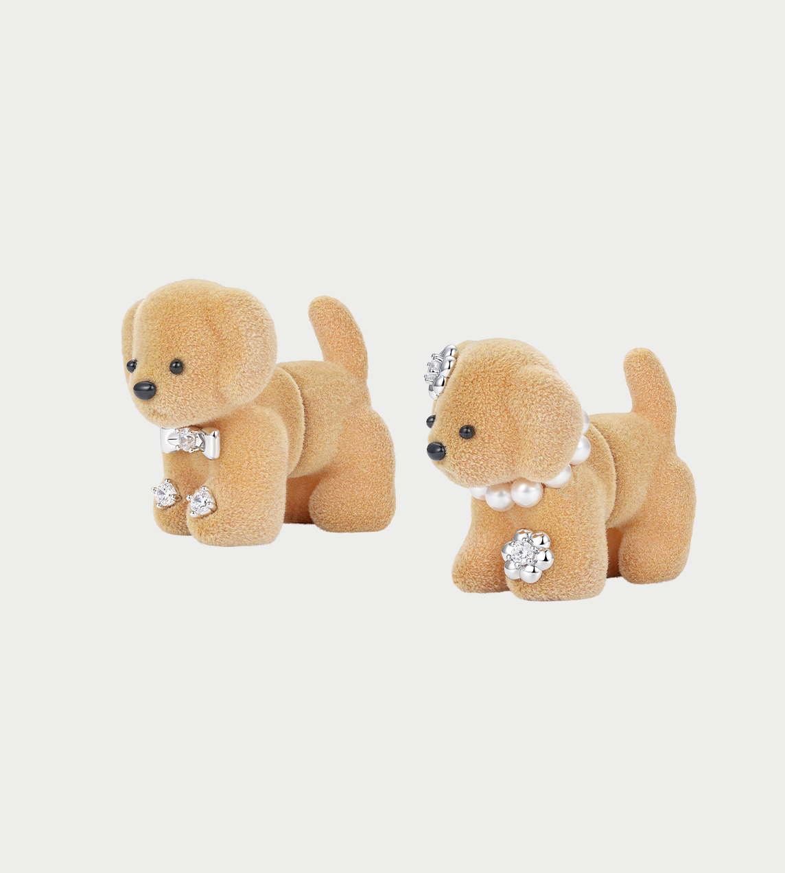 Split Puppy Earring Light Brown (Pair)