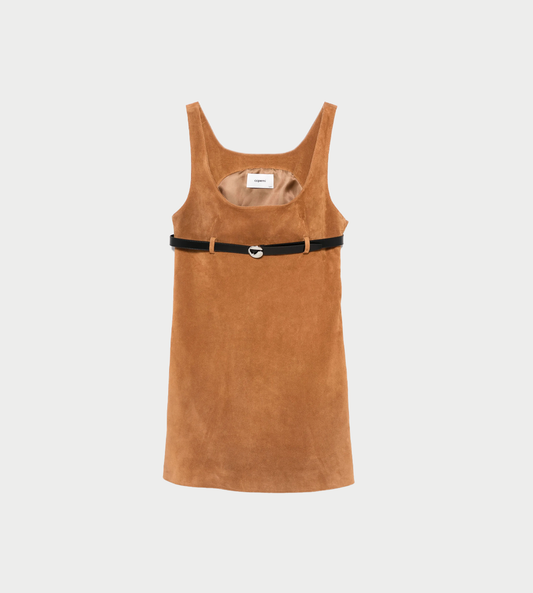 COPERNI - Belted Suede Mini Dress Brown