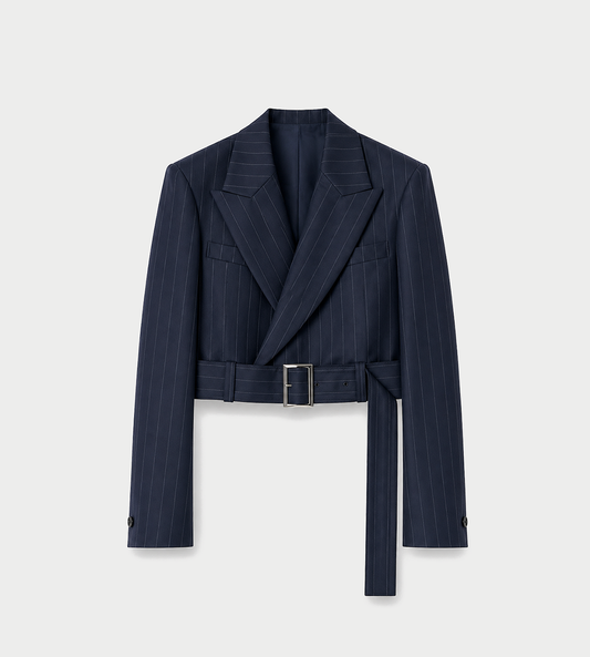 UJOH - Cropped Belt Jacket Navy